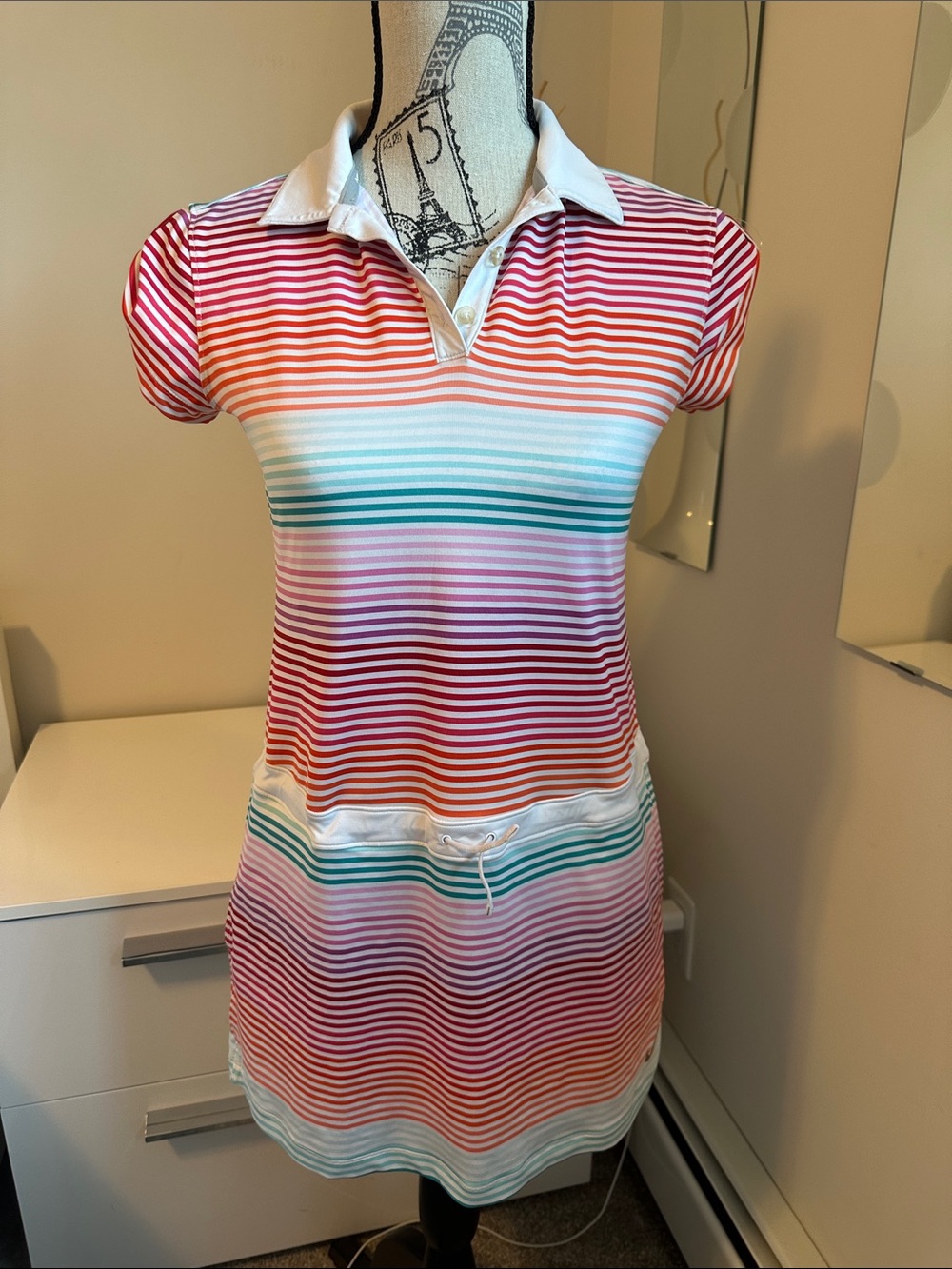 Nike Women's Multicolor Striped Polo Golf/Pickleball Dress- EUC- Large